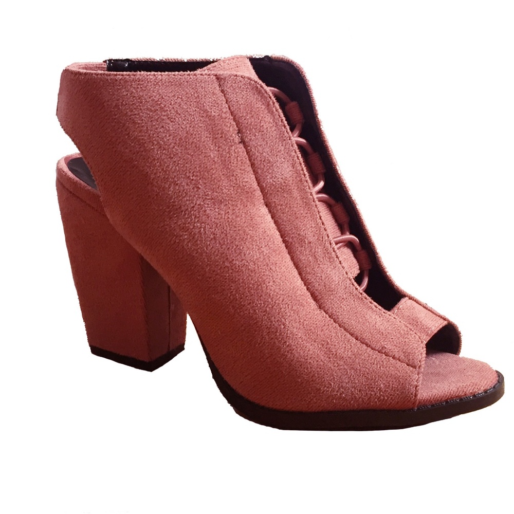 HP Darcy block heel ankle booties blush pink suede - Picture 4 of 6